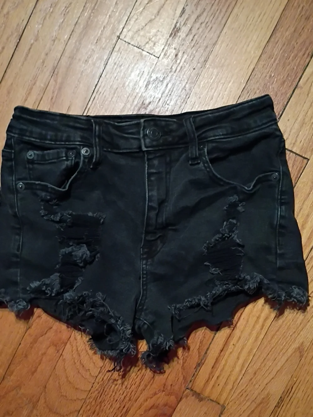 Aeropostale Black Distressed Denim Shorts